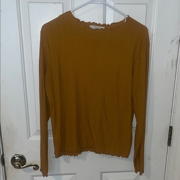 Primark Mustard Yellow Ribbed Long Sleeve Blouse - Picture 1 of 7